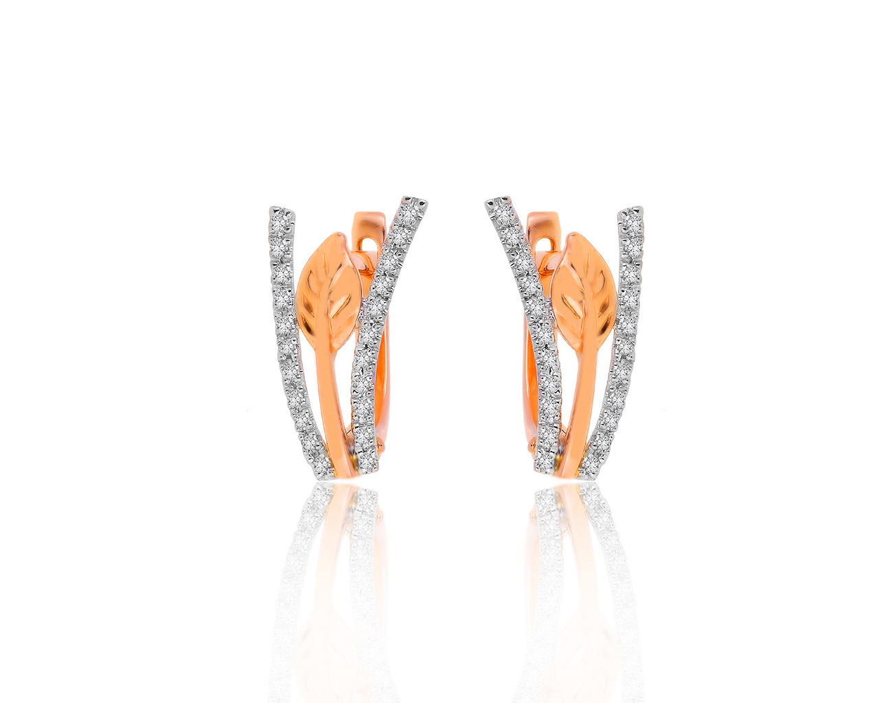 Модные золотые серьги с бриллиантами 0.17ct 220518/9 Модные золотые серьги с бриллиантами 0.17ct 220518/9