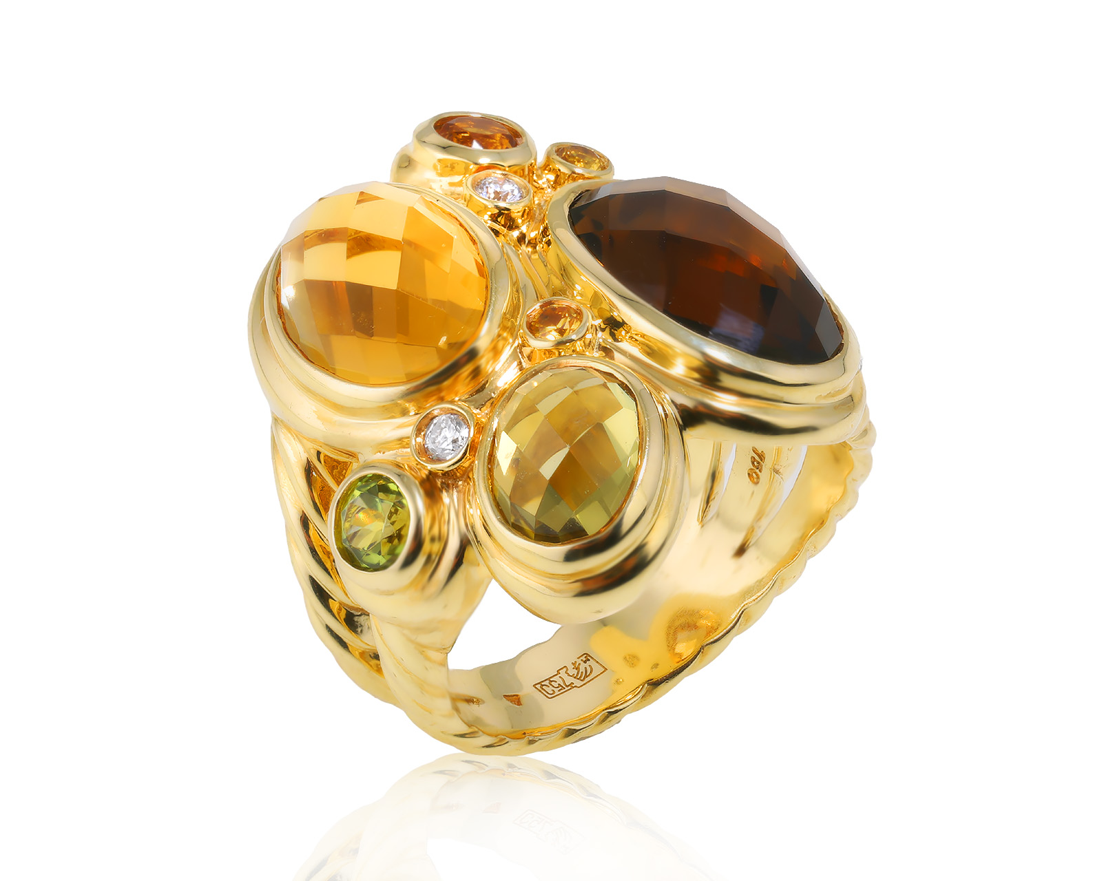 Оригинальное золотое кольцо с цветными камнями 8.58ct David Yurman