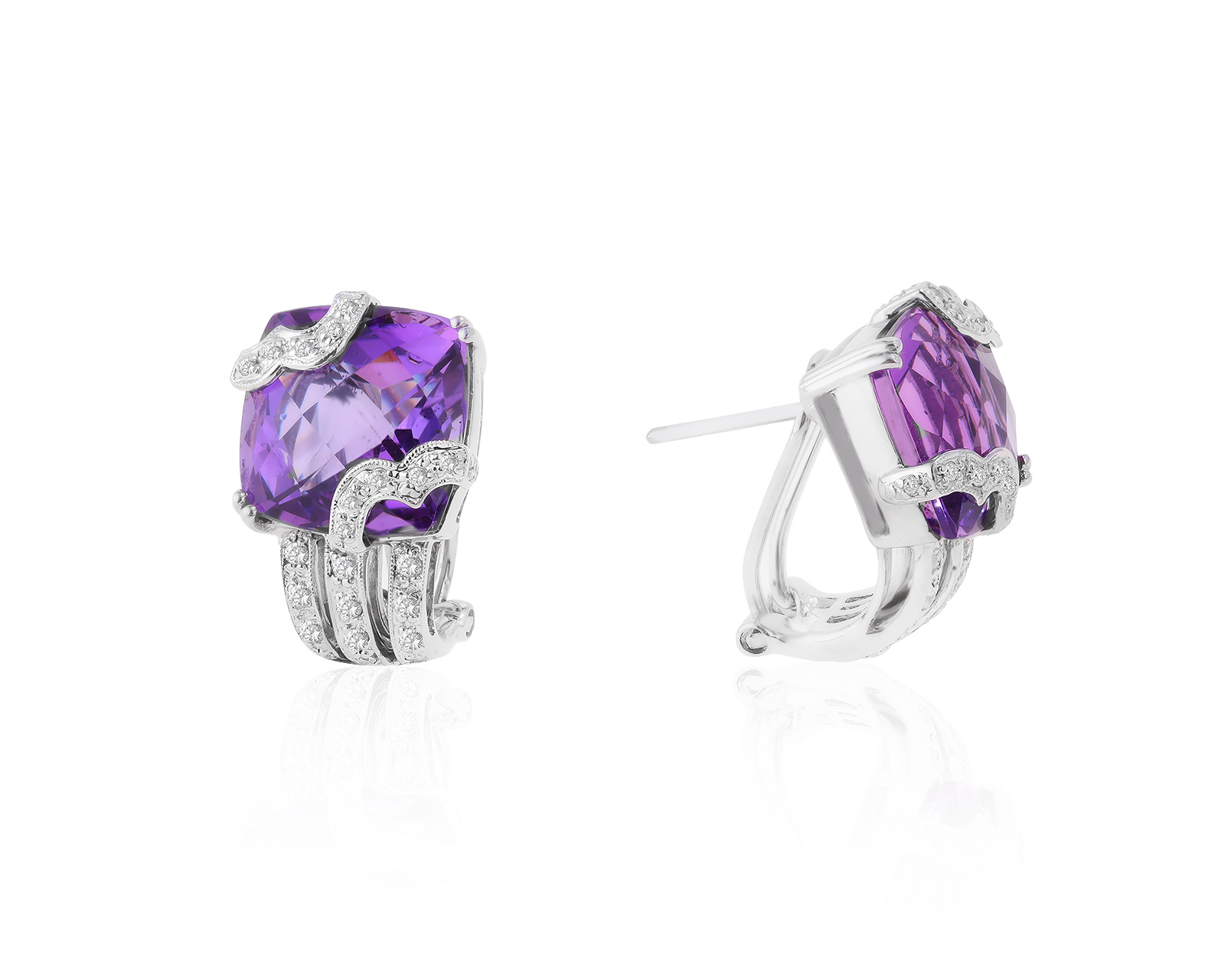 Потрясающие золотые серьги с аметистами 13.28ct 070622/10