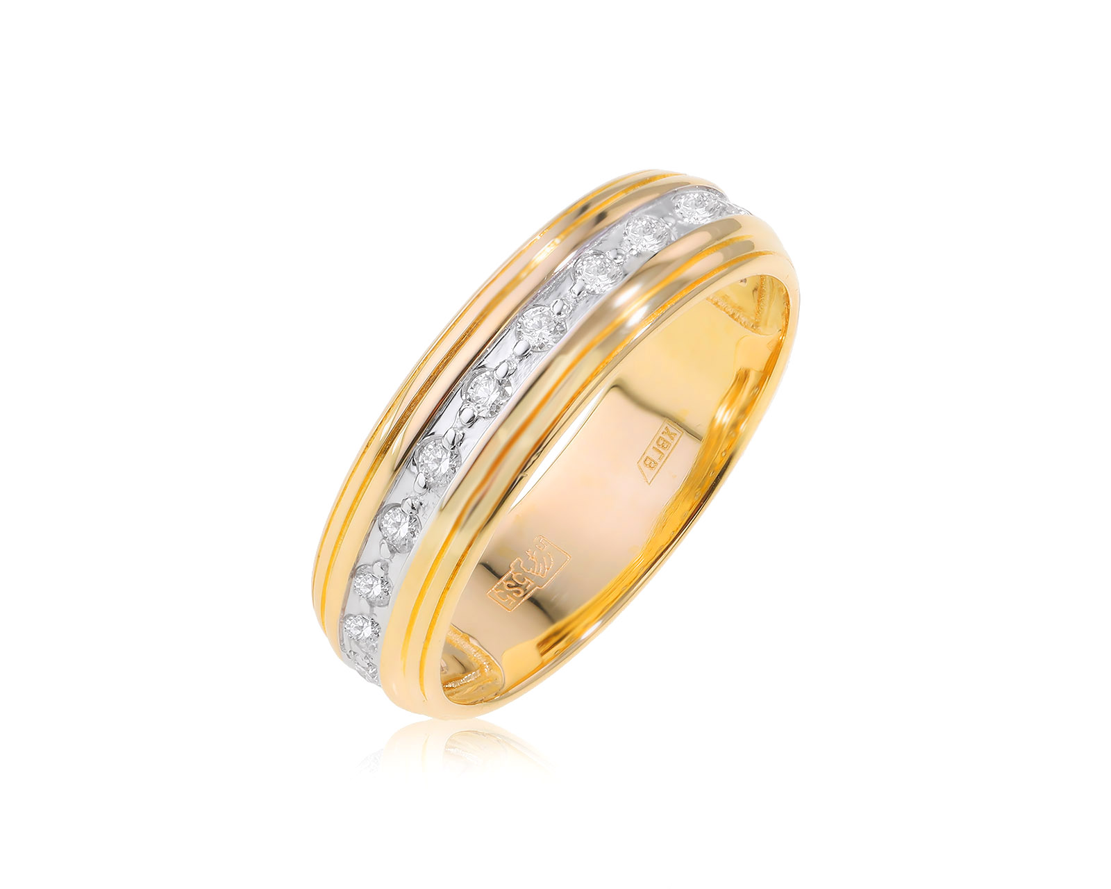 Золотое кольцо с бриллиантами 0.18ct
