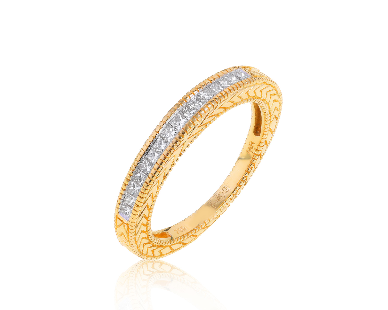 Богатое золотое кольцо с бриллиантами 0.48ct