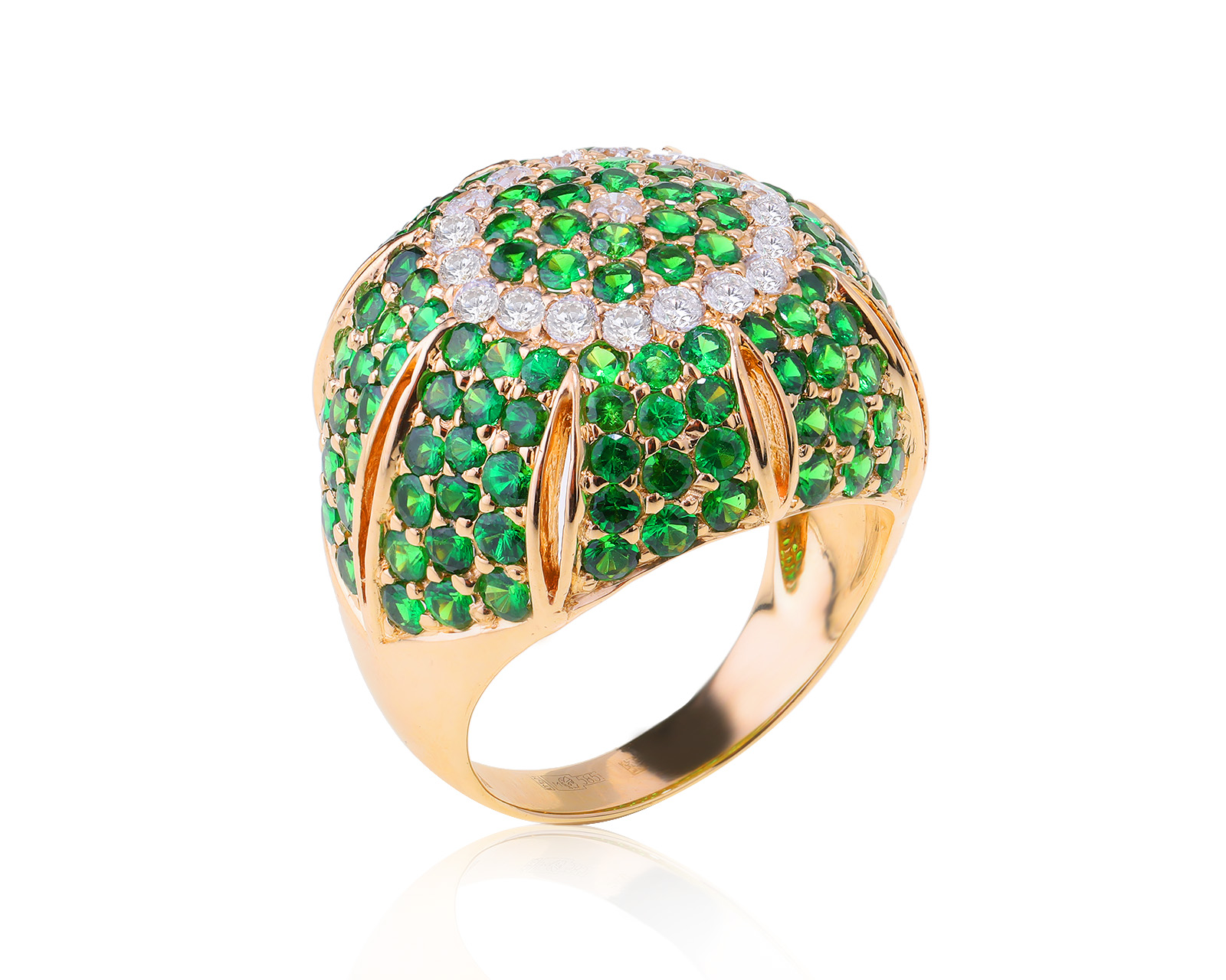 Золотое кольцо с тсаворитами 4.14ct 190224/38