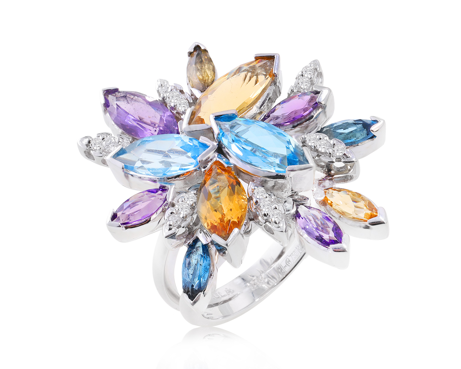 Оригинальное золотое кольцо с цветными камнями 8.25ct Paula 200324/2