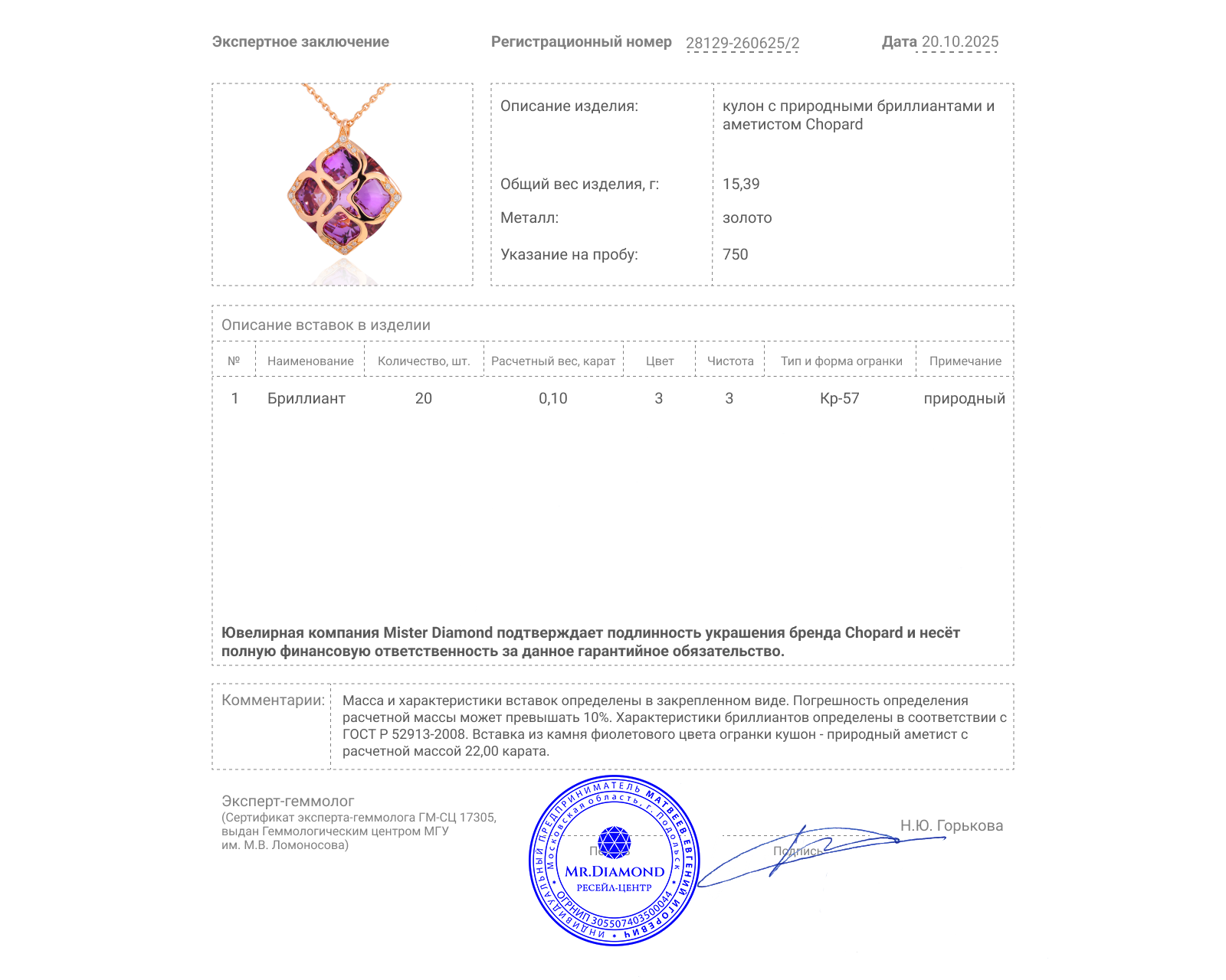 Оригинальный золотой кулон Chopard Imperiale Cocktail