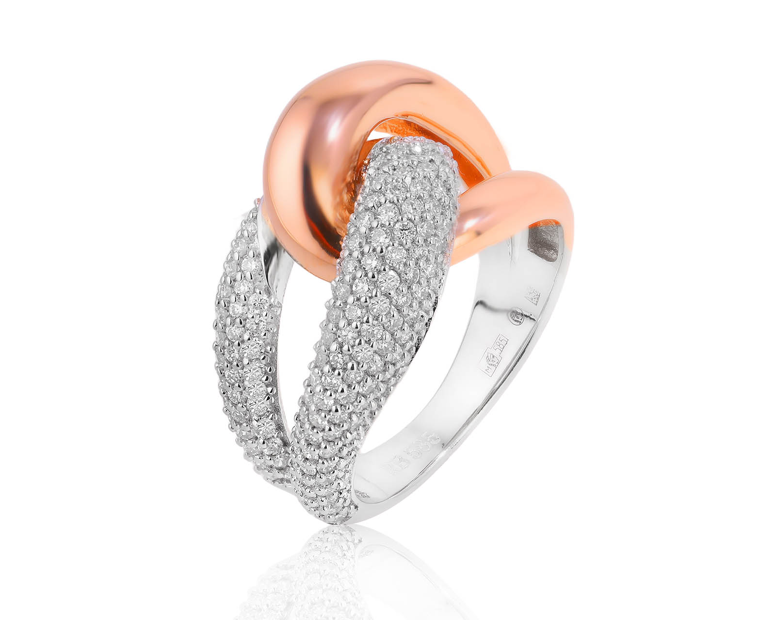 Оригинальное золотое кольцо с бриллиантами 1.18ct Roberto Bravo