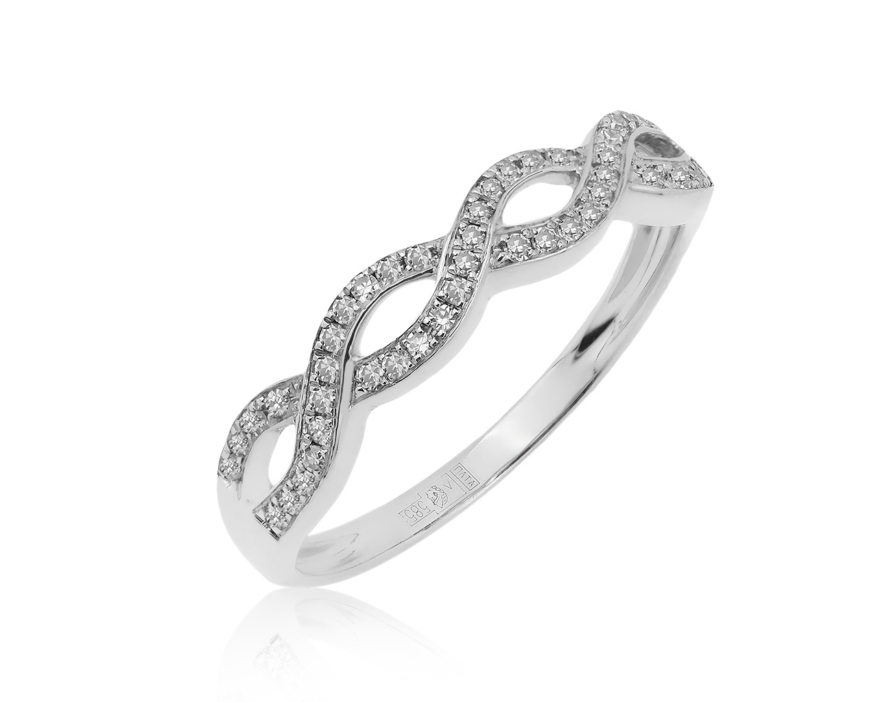 Модное золотое кольцо с бриллиантами 0.12ct 140817/10