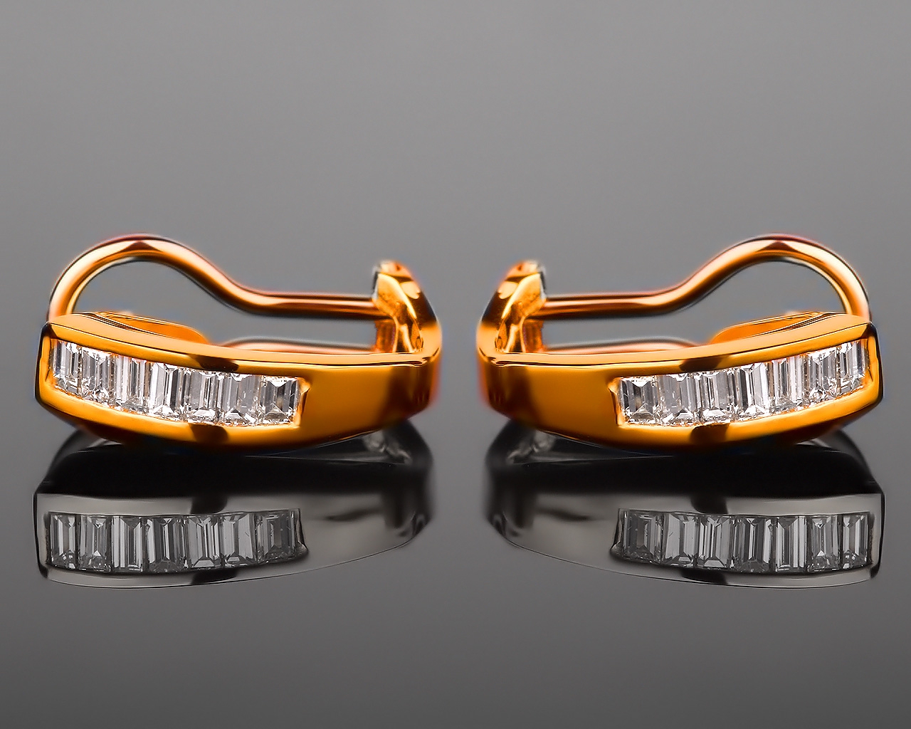 Элегантные золотые серьги с бриллиантами 0.75ct 110417/1