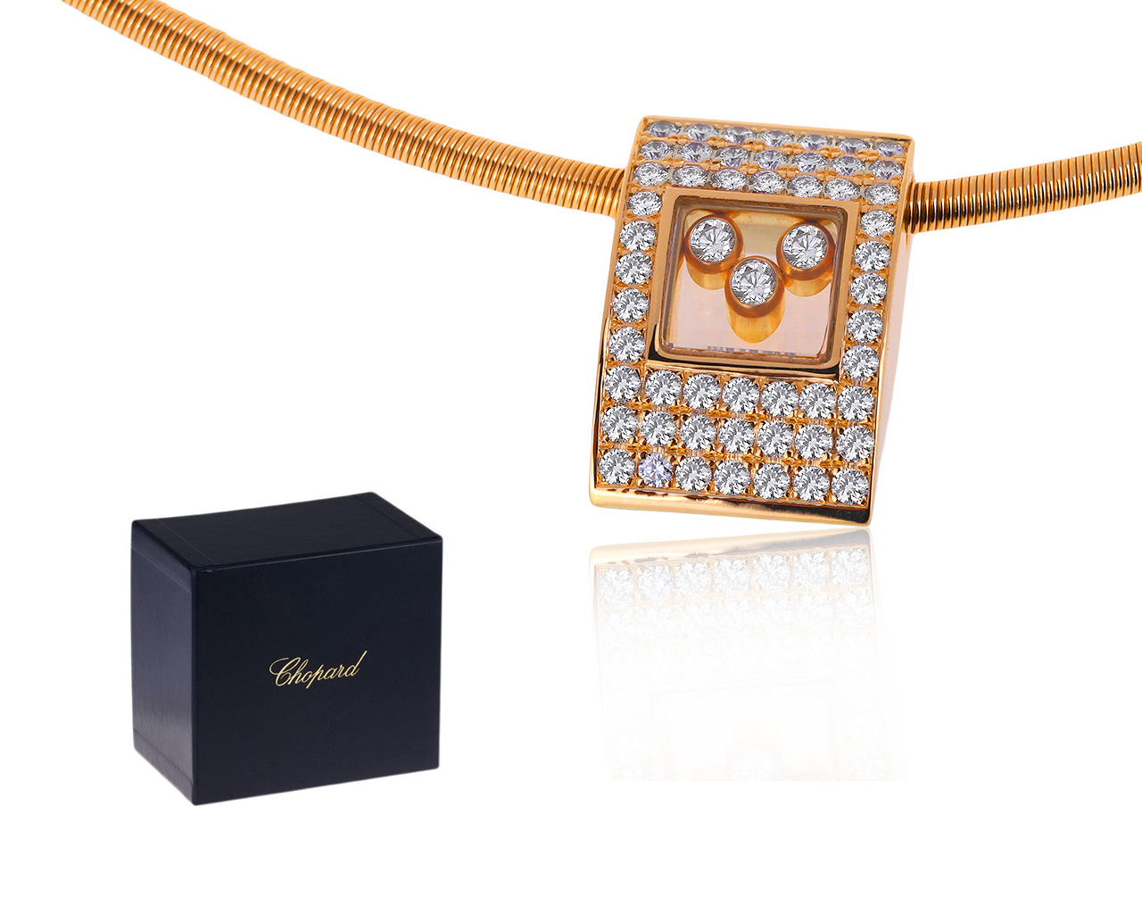 Оригинальный золотой кулон с бриллиантами 0.98ct Chopard