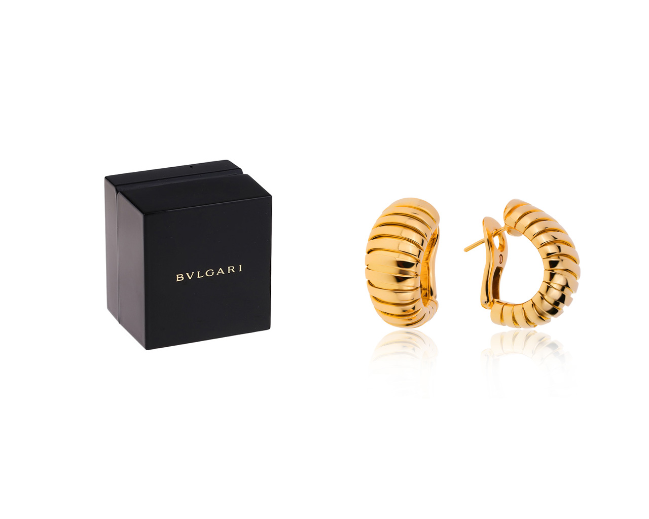 Оригинальные золотые серьги Bvlgari Tubogas