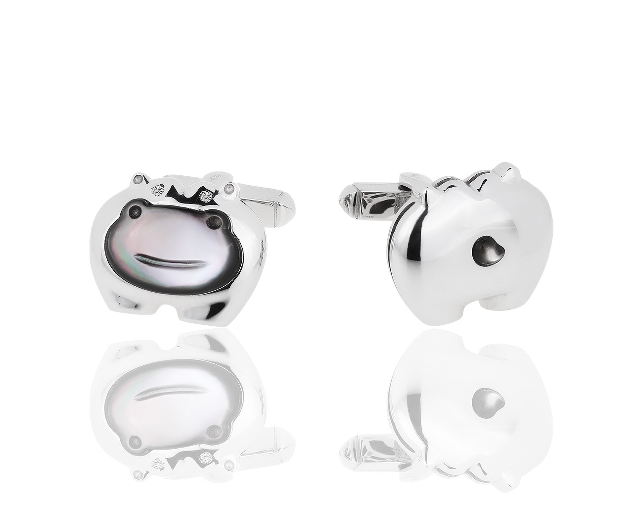 Оригинальные золотые запонки с бриллиантами и перламутром De Grisogono 301118/4