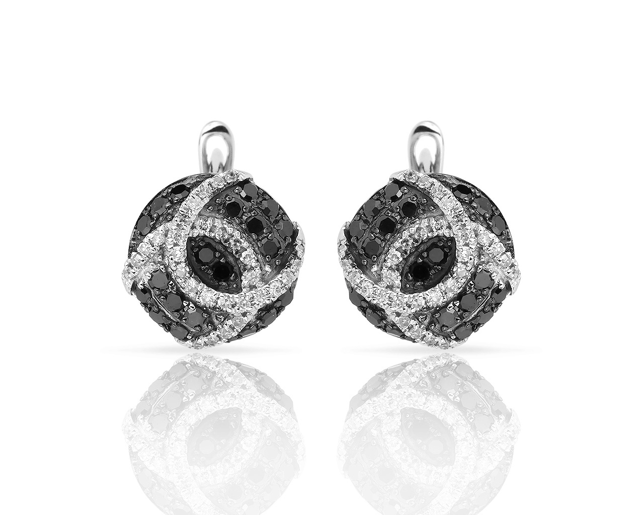 Золотые серьги с черными и белыми бриллиантами 0.42ct 220518/14