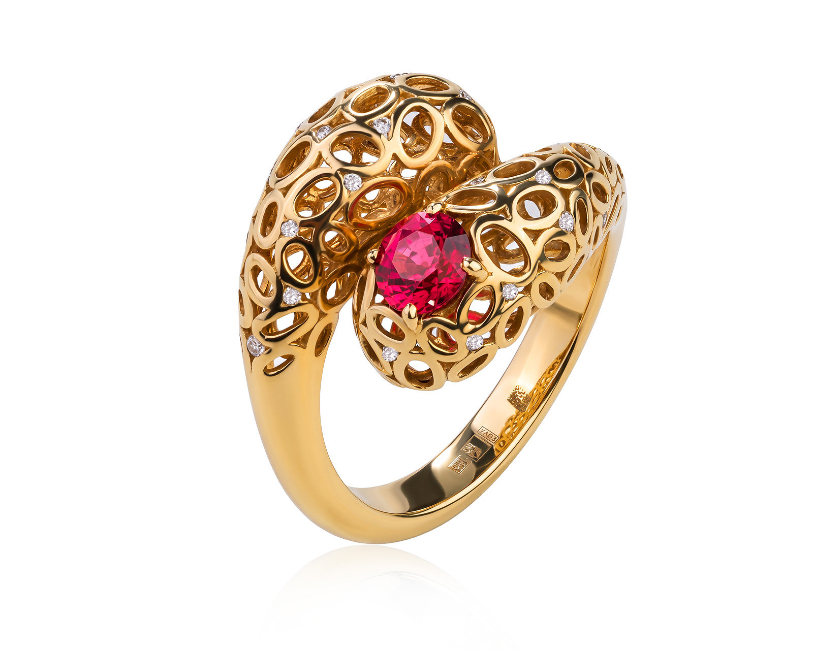 Оригинальное золотое кольцо с красной шпинелью 0.52ct Lykov`s Jewellery 040626/КМ369