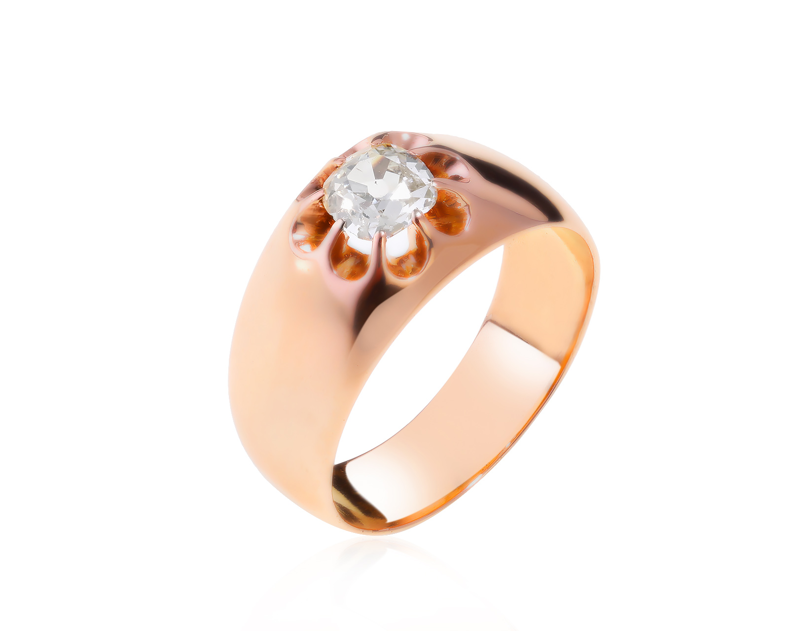 Нарядное золотое кольцо с бриллиантом 0.62ct