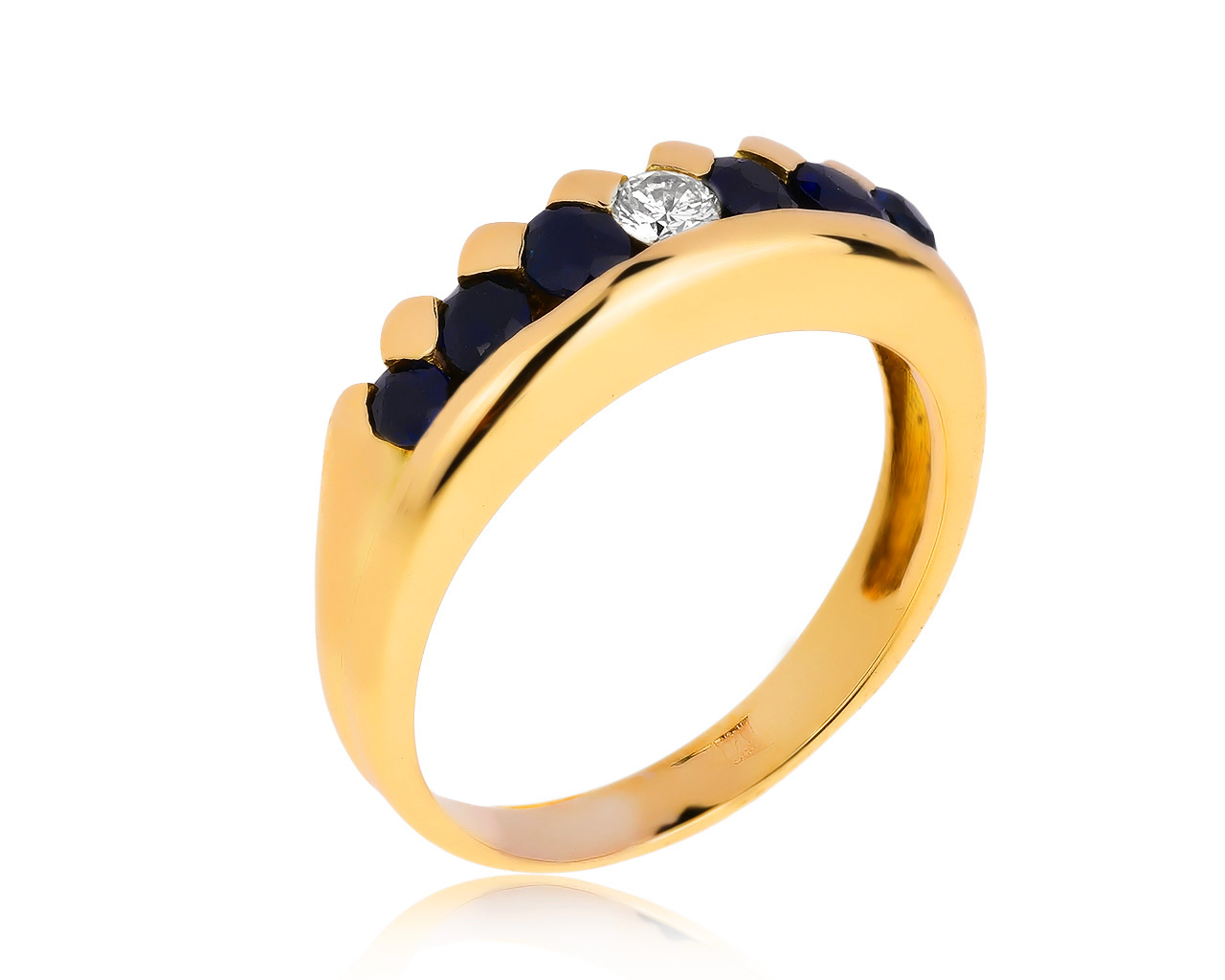 Изысканное золотое кольцо с сапфирами 0.71ct