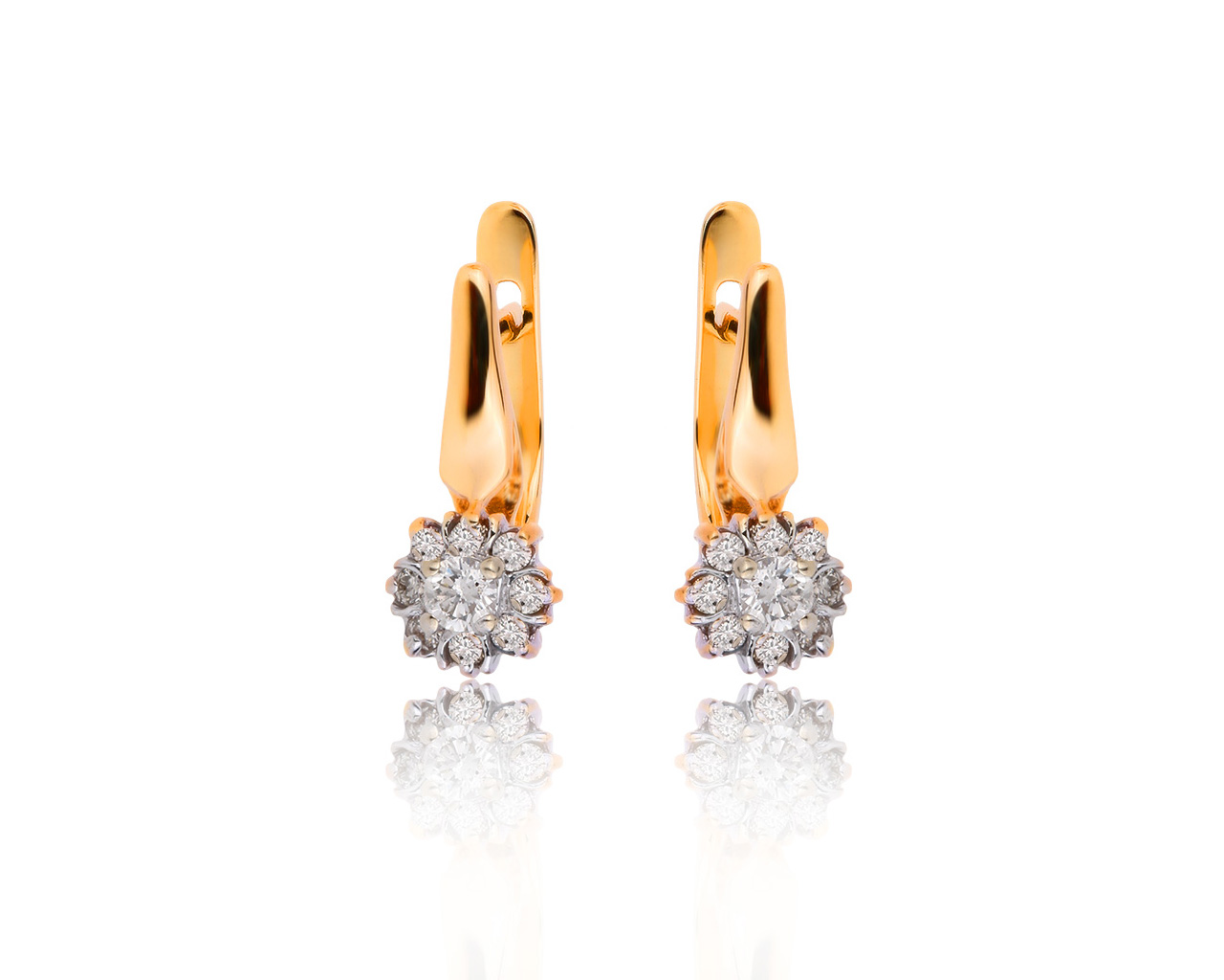 Нарядные золотые серьги с бриллиантами 0.40ct 050120/1