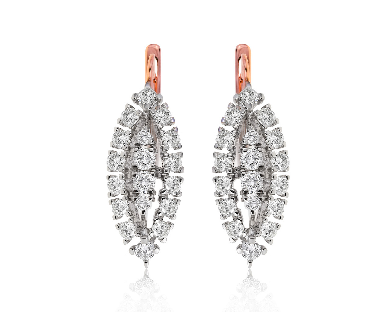 Очаровательные золотые серьги с бриллиантами 2.32ct