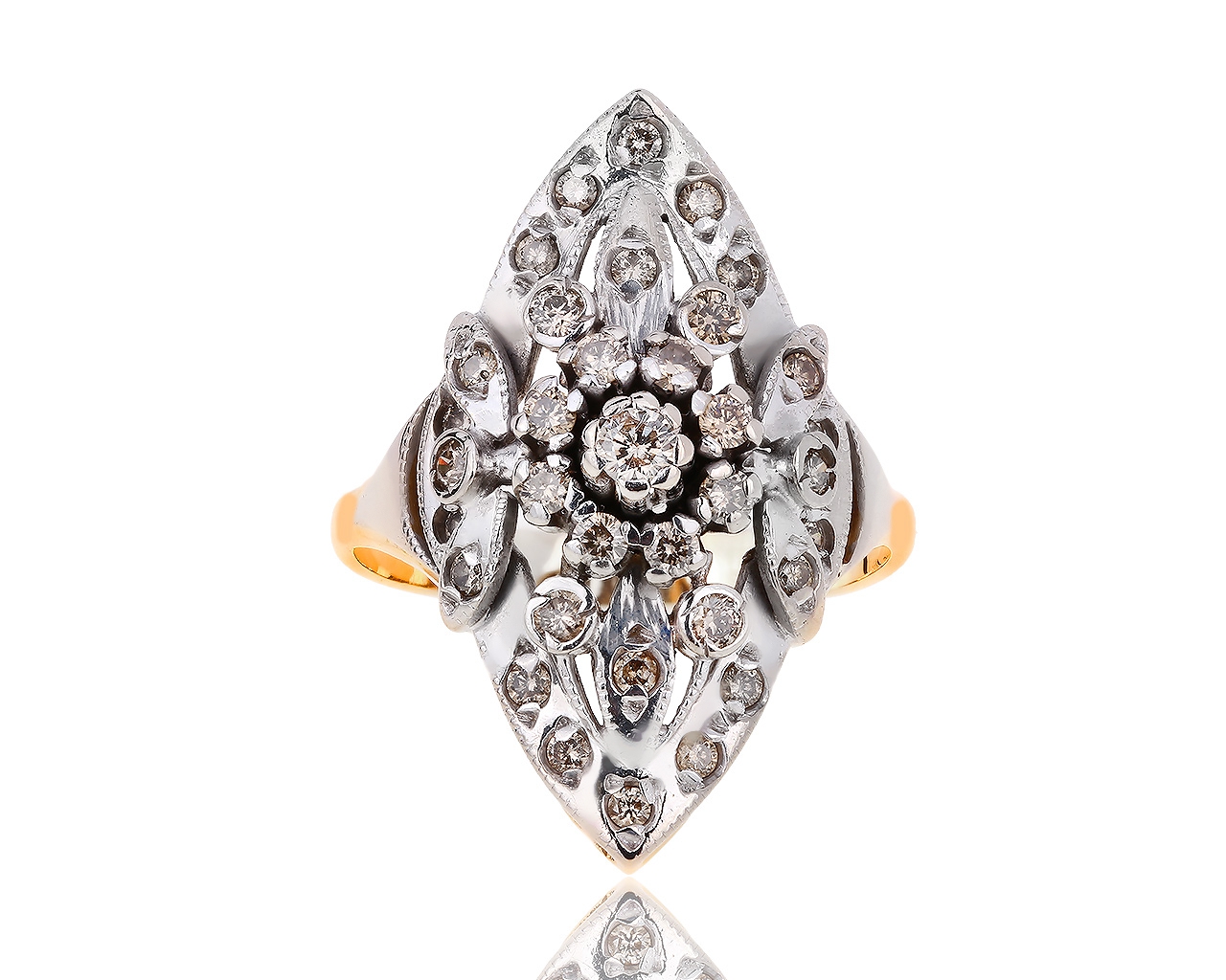 Винтажное золотое кольцо с бриллиантами 0.86ct 310718/19