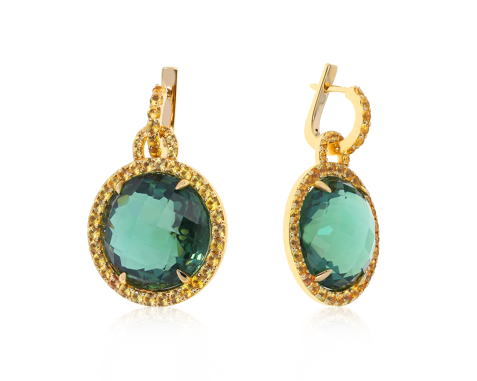 Изысканные золотые серьги с кварцами 34.28ct 310122/6