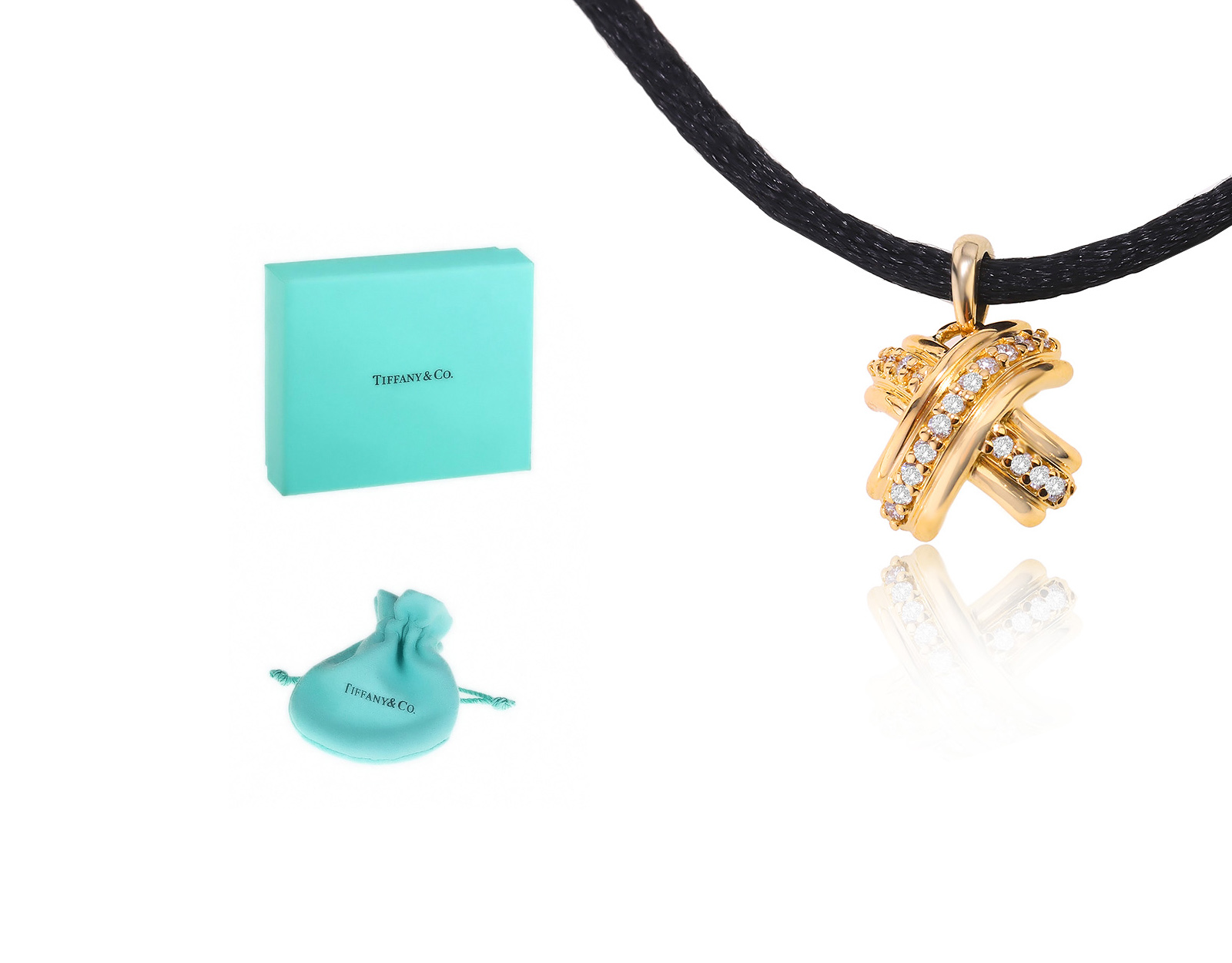 Оригинальный золотой кулон Tiffany&Co Signature X
