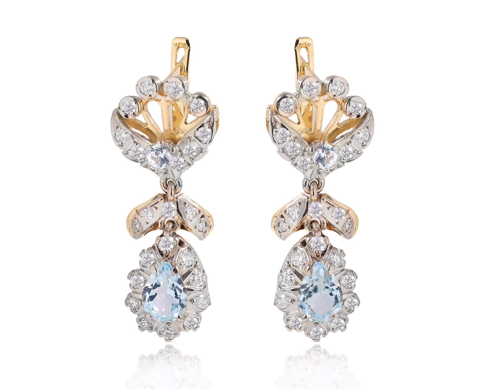 Золотые серьги с топазами 2.30ct и бриллиантами 1.20ct 291225/3