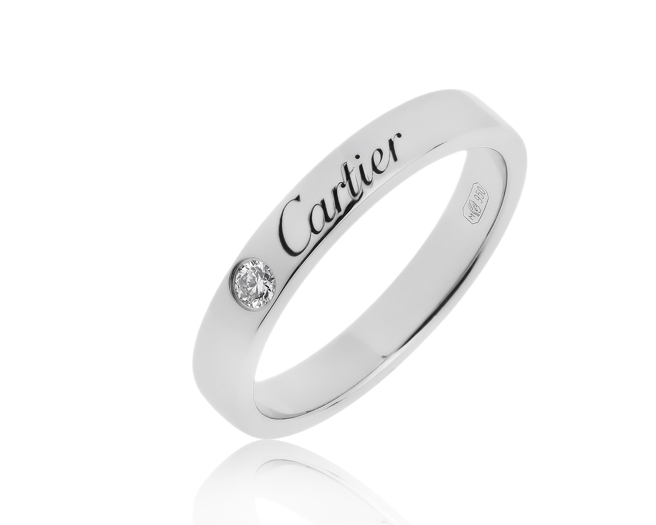 Оригинальное платиновое кольцо с бриллиантом 0.03ct Cartier 010620/2