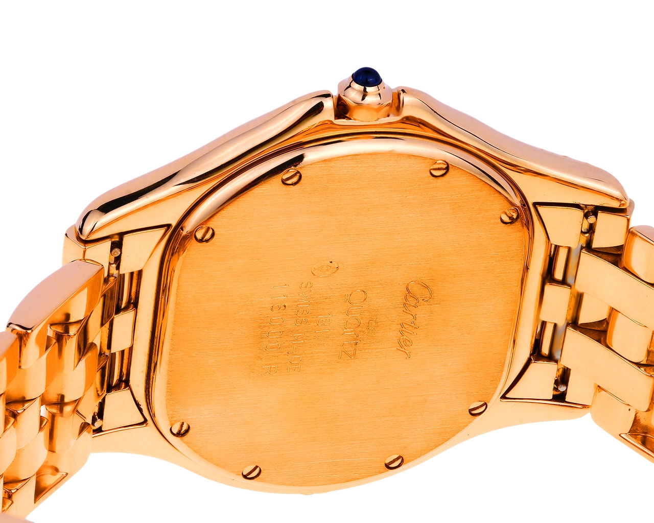 Оригинальные золотые часы с сапфиром 0.10ct Cartier