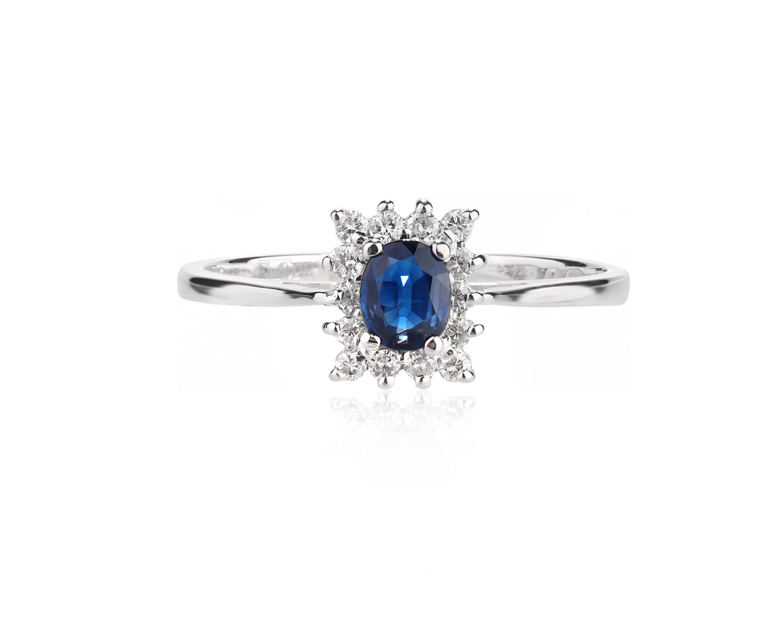 Золотое кольцо с сапфиром 0.45ct и бриллиантами 0.16ct