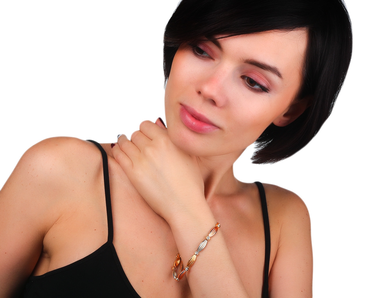 Стильный золотой браслет с бриллиантами 0.24ct