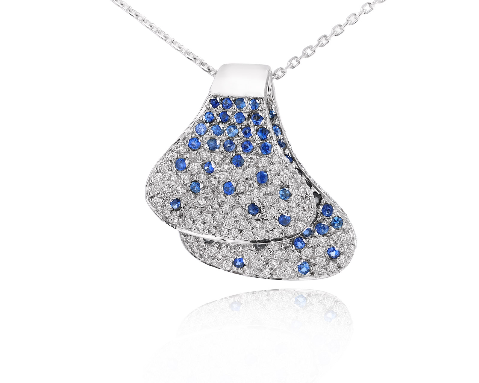 Золотой кулон с сапфирами 0.92ct и бриллиантами 0.67ct