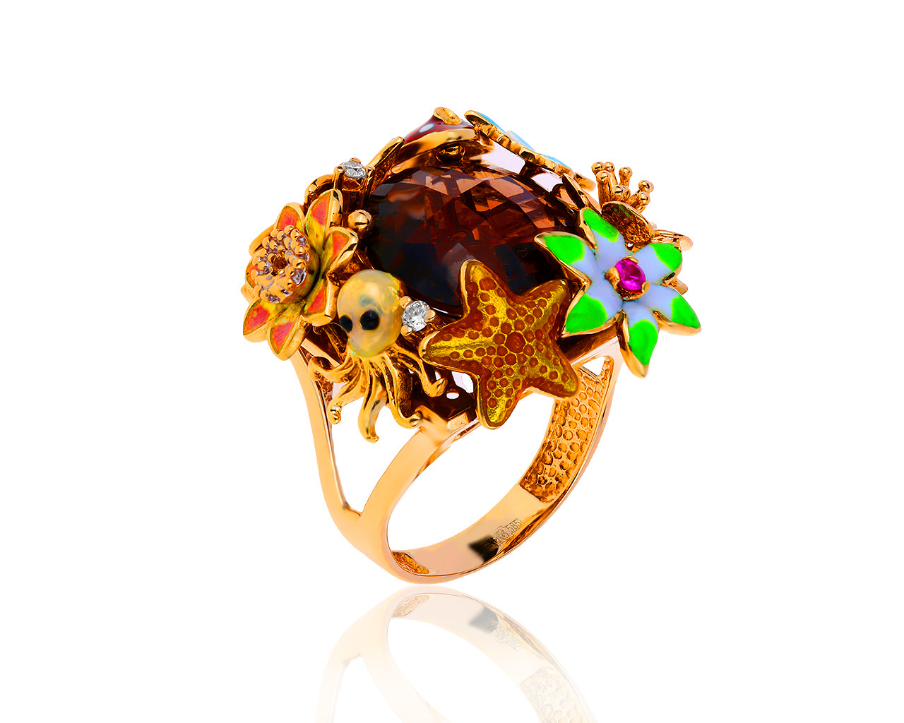 Оригинальное золотое кольцо с бриллиантами 0.05ct Roberto Bravo 060819/1