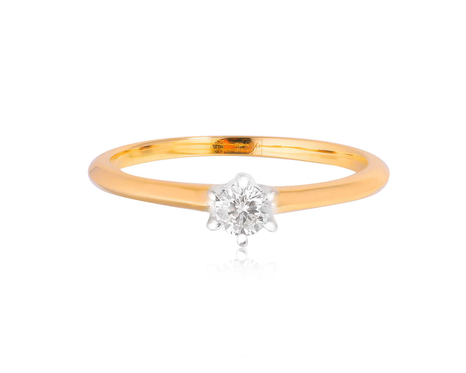 Золотое кольцо с бриллиантом 0.12ct