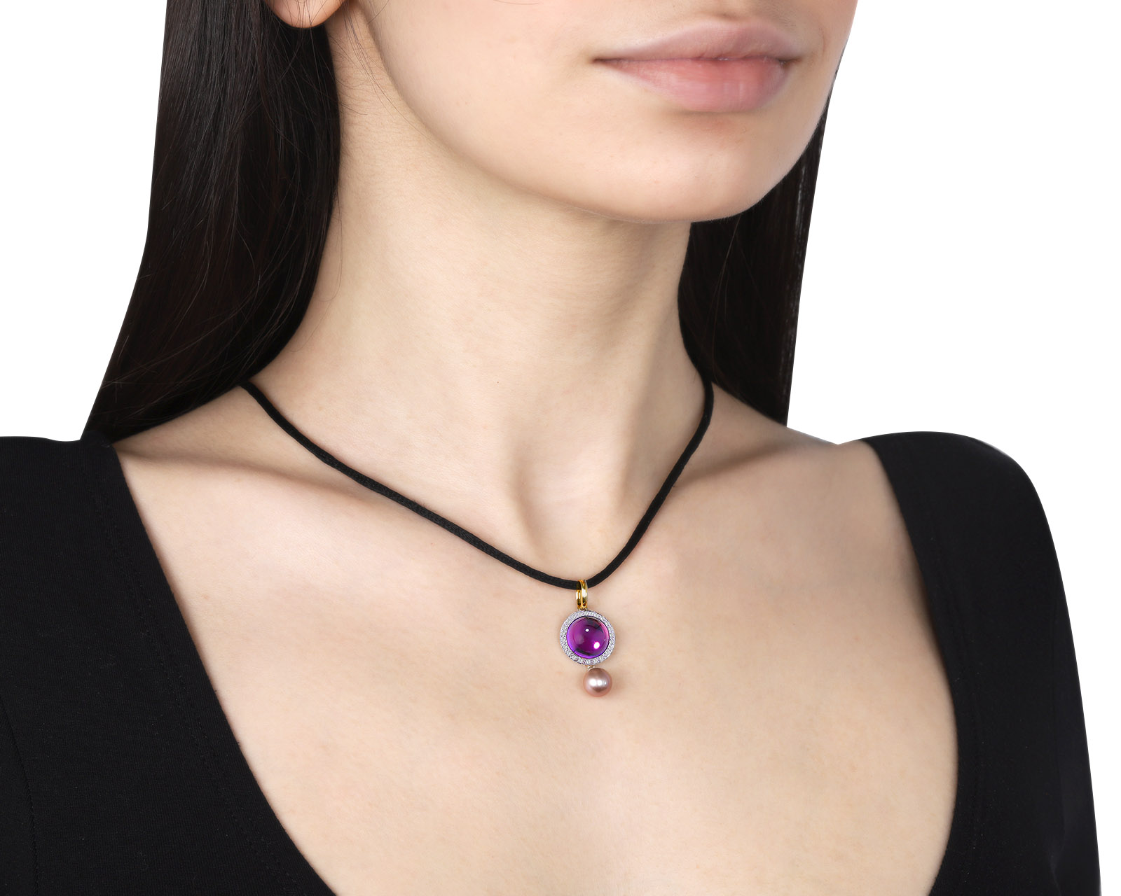 Оригинальный золотой кулон с аметистом 5.21ct 