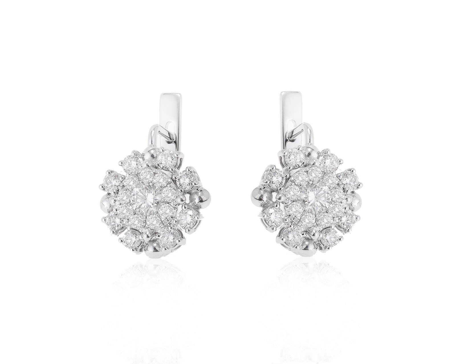Богатые золотые серьги с бриллиантами 1.36ct