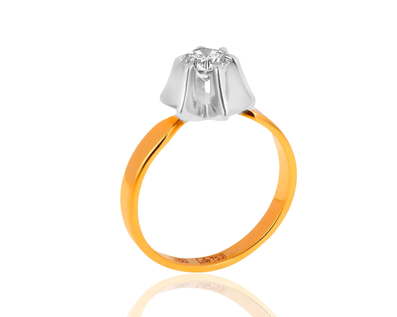 Золотое кольцо с бриллиантом 0.39ct