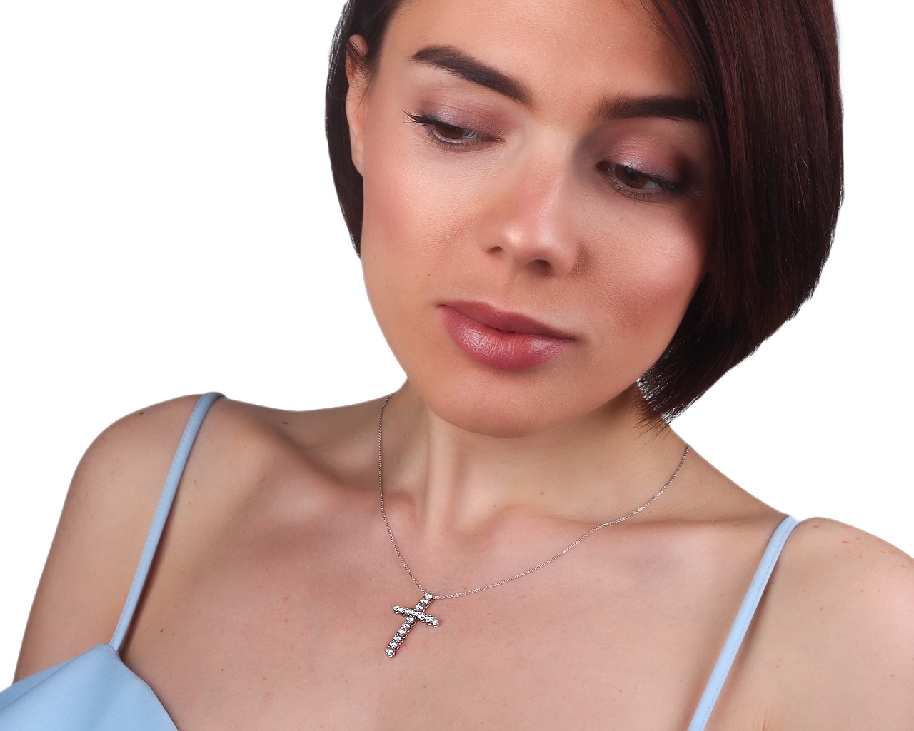 Стильный золотой крест с бриллиантами 1.40ct Leo Pizzo