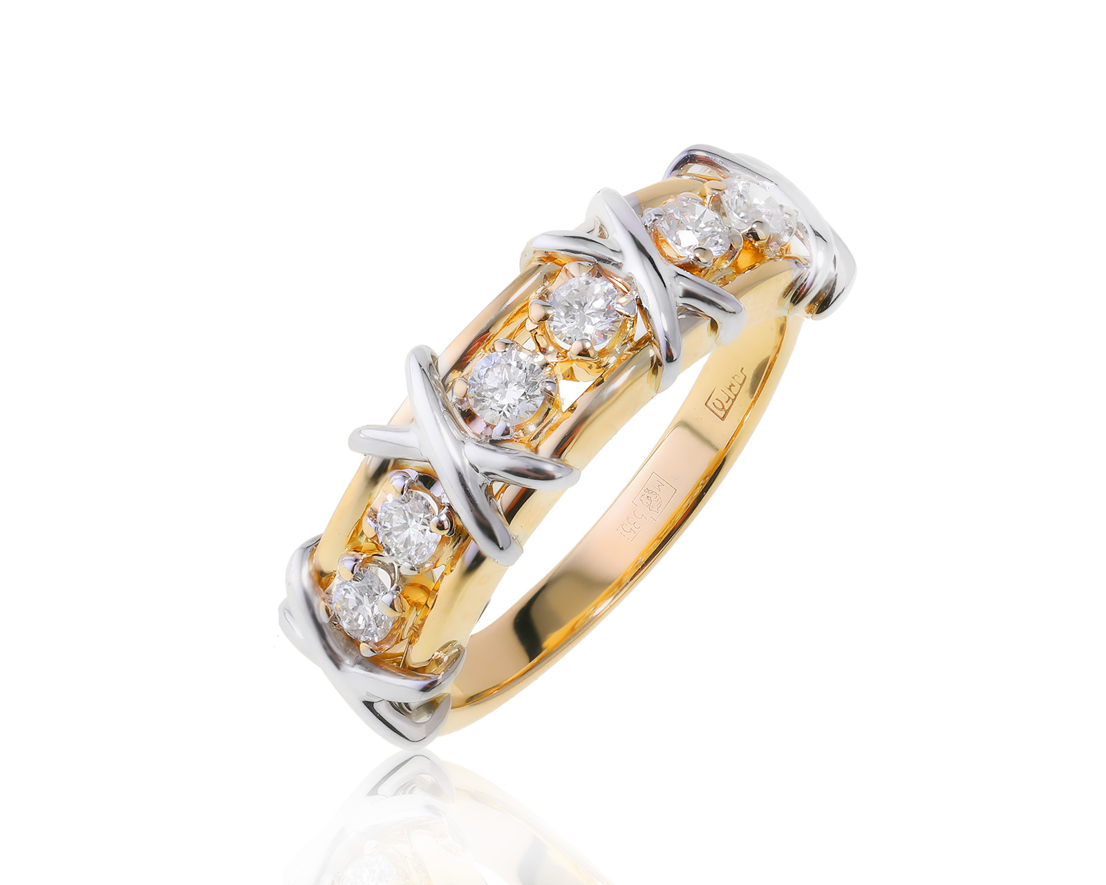 Достойное золотое кольцо с бриллиантами 0.30ct