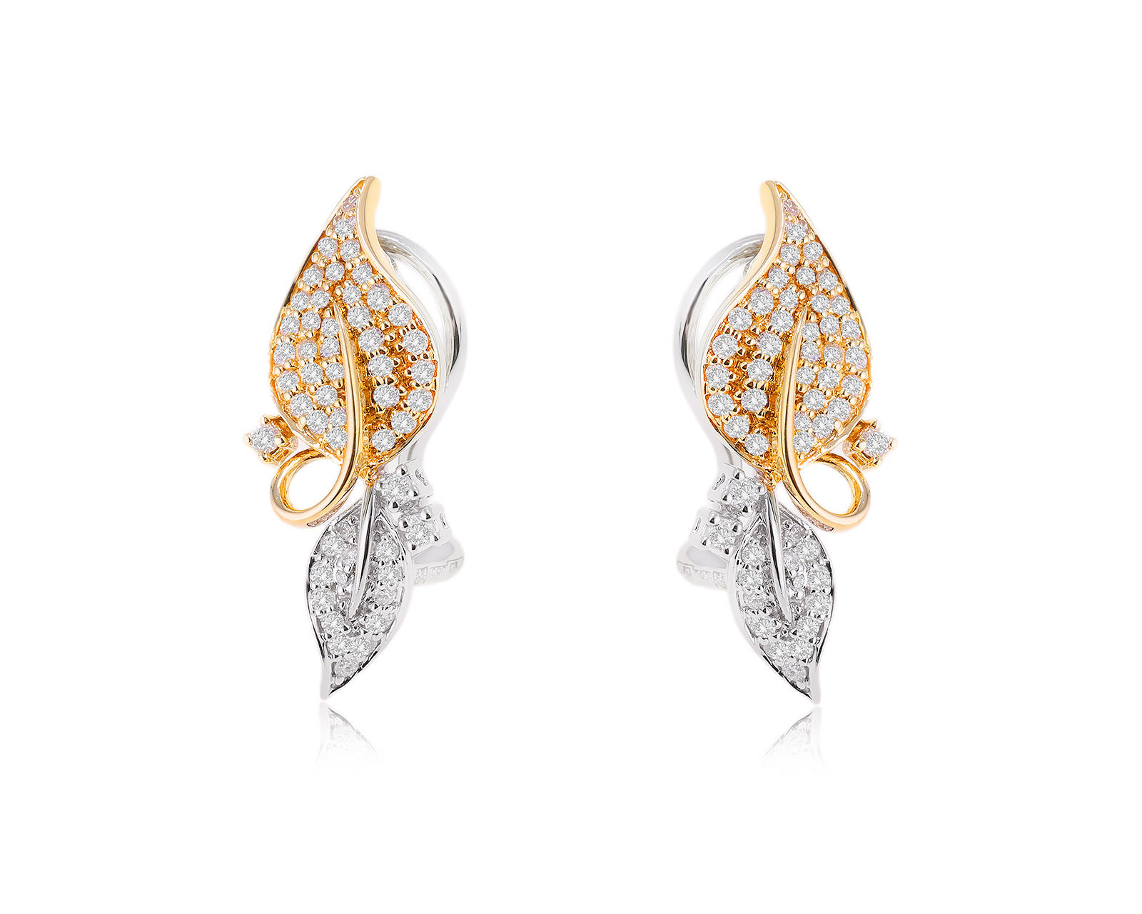 Золотые серьги с бриллиантами 0.71ct