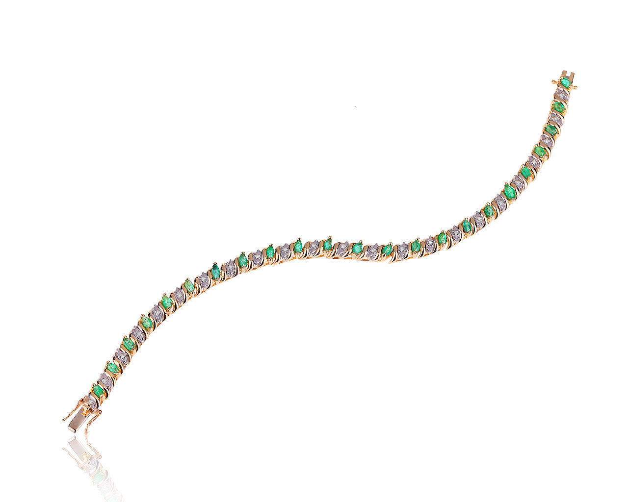 Стильный золотой браслет с изумрудами 2.35ct 020920/2