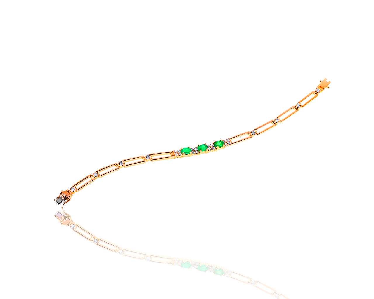 Достойный золотой браслет с изумрудами 0.95ct и бриллиантами 1.00ct 160719/4