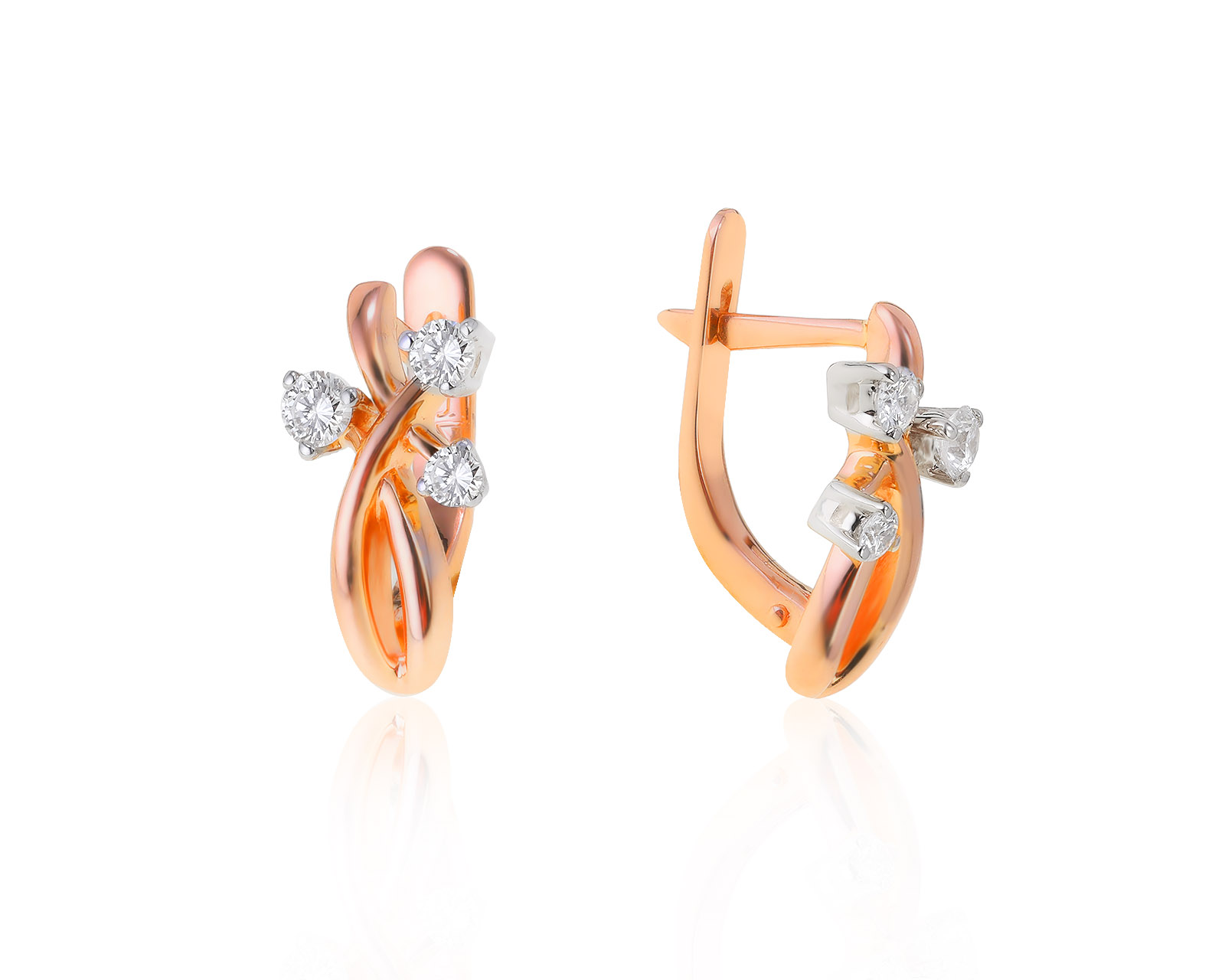 Богатые золотые серьги с бриллиантами 0.35ct 030222/1