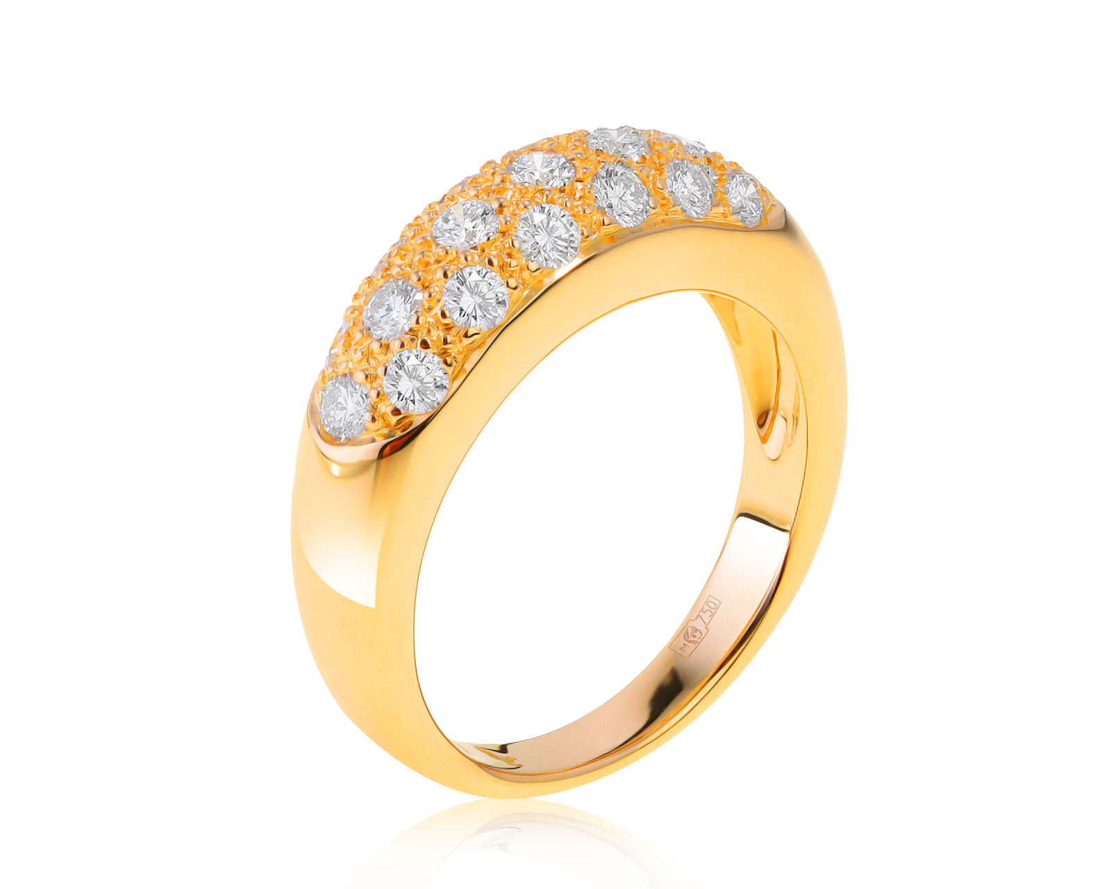 Изысканное золотое кольцо с бриллиантами 0.95ct