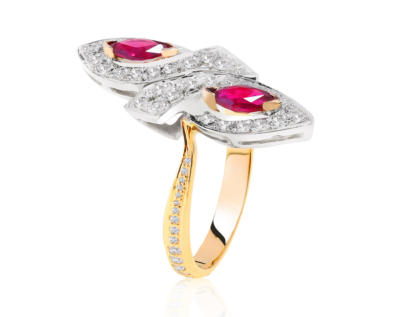 Винтажное золотое кольцо с необлагороженными рубинами 0.76ct СССР 251121/2