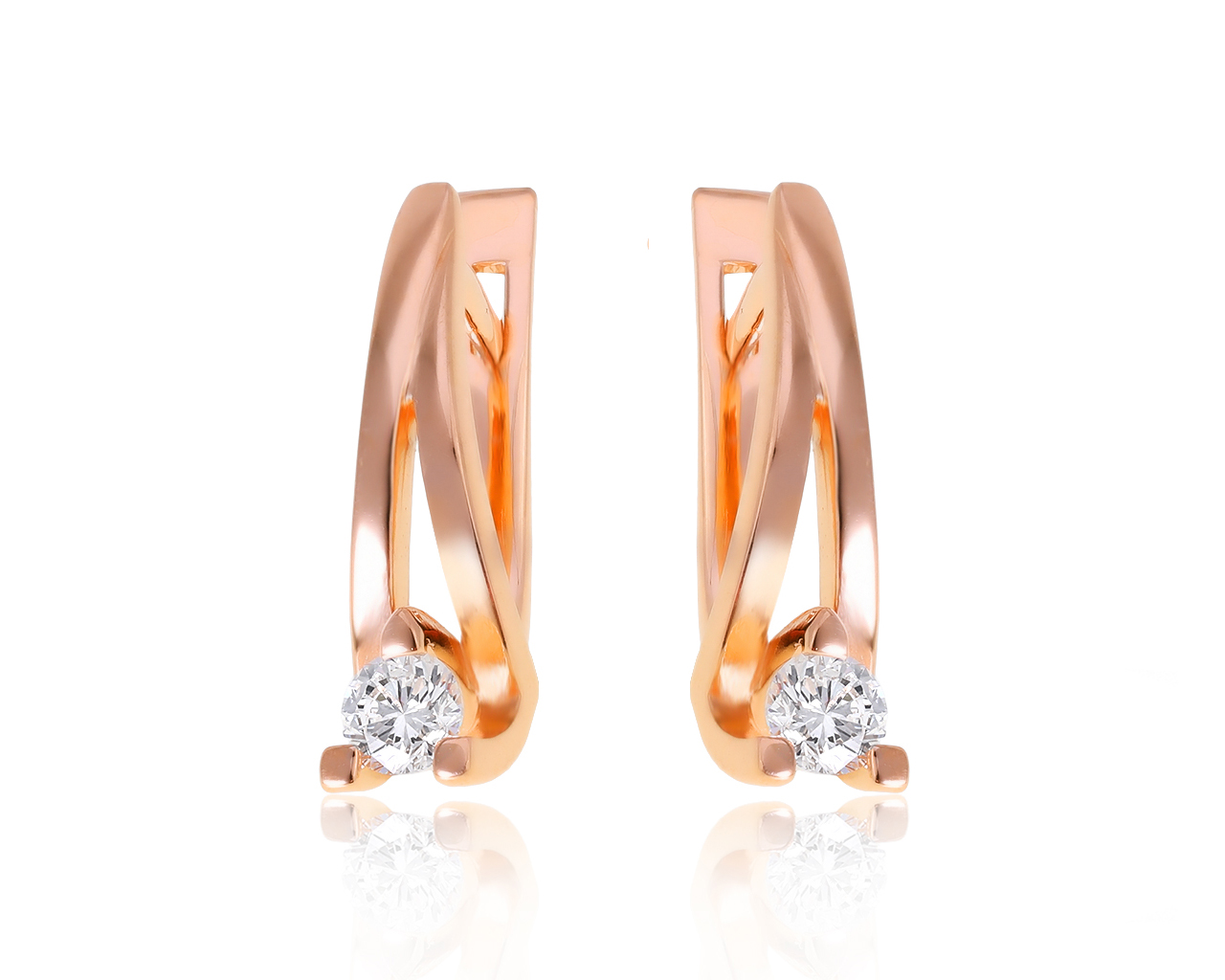 Изящные золотые серьги с бриллиантами 0.30ct 041120/1