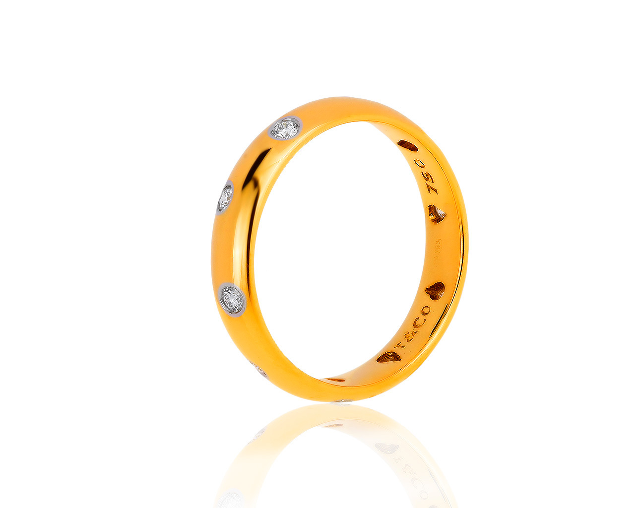 Оригинальное золотое кольцо с бриллиантами 0.22ct Tiffany&Co