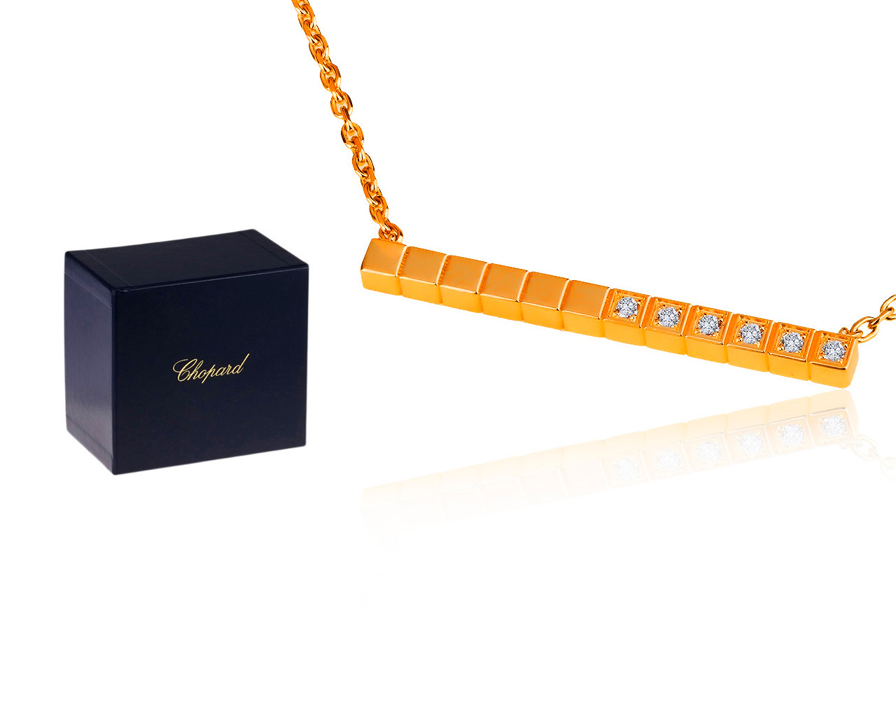 Солидное золотое колье с бриллиантами 0.06ct Chopard Ice Cube