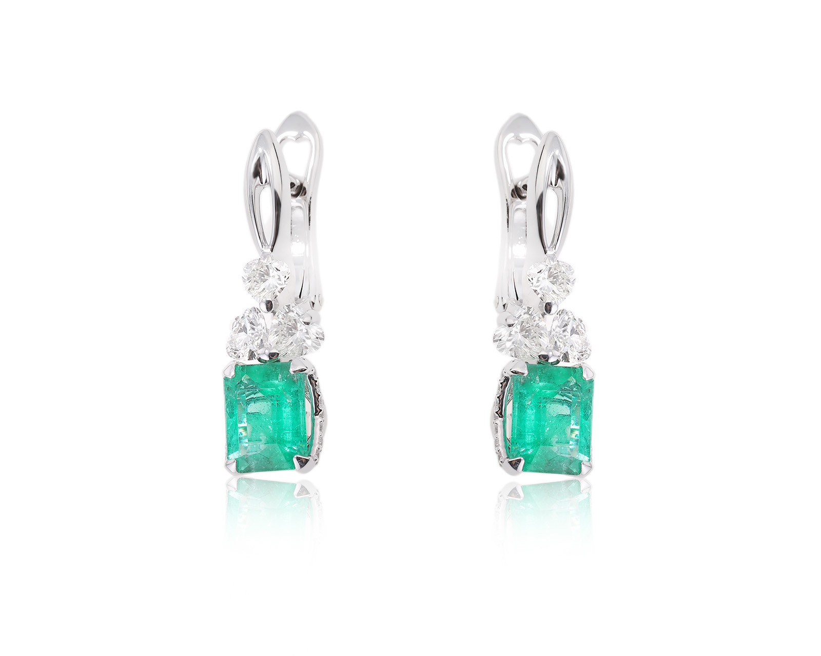 Оригинальные золотые серьги с изумрудами 2.40ct Maxim Demidov