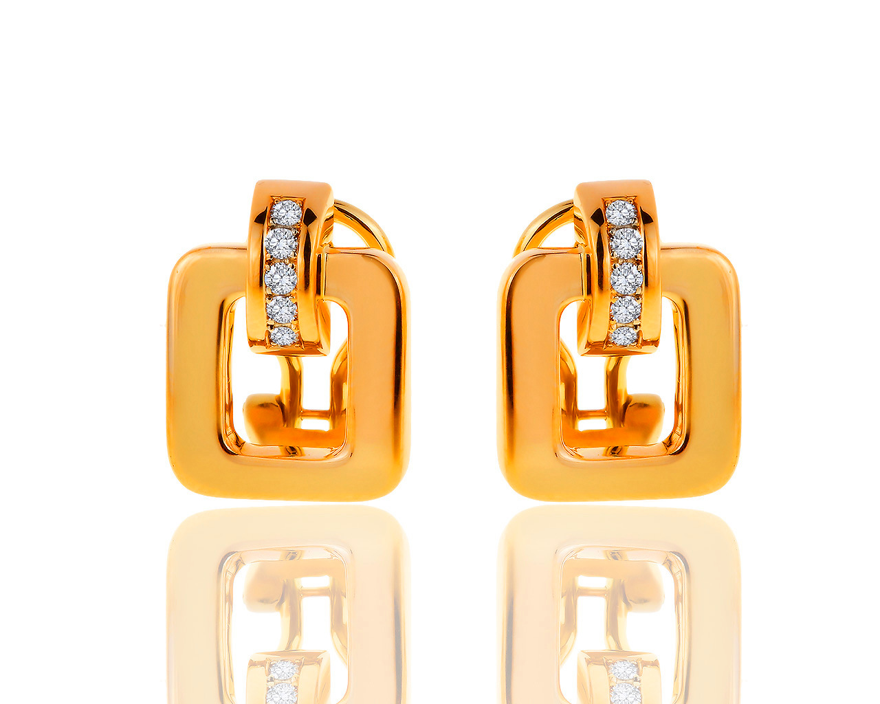 Великолепные золотые серьги с бриллиантами 0.10ct Chopard 150719/1 Великолепные золотые серьги с бриллиантами 0.10ct Chopard 150719/1