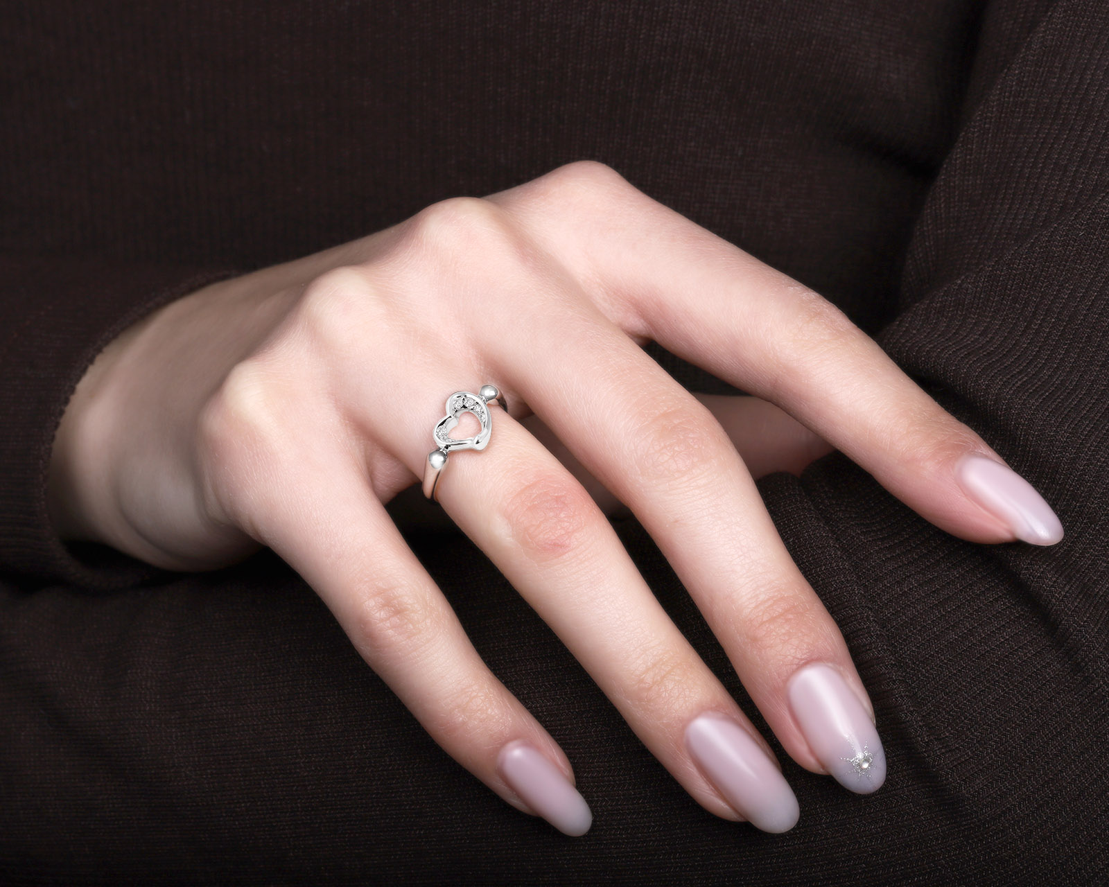 Оригинальное платиновое кольцо Tiffany&Co Elsa Peretti Open Heart