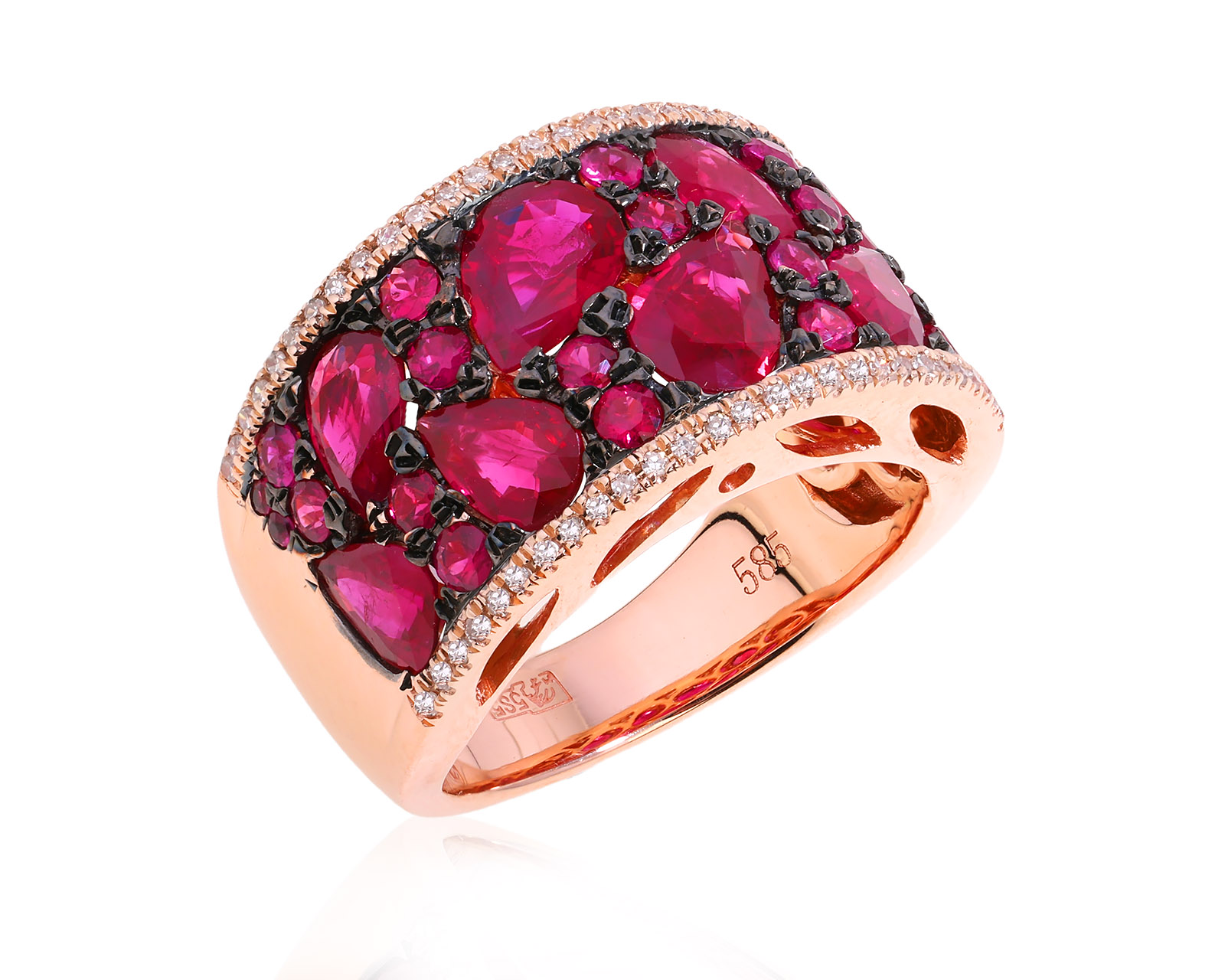 Золотое кольцо с рубинами 6.48ct и бриллиантами 0.16ct 020725/2