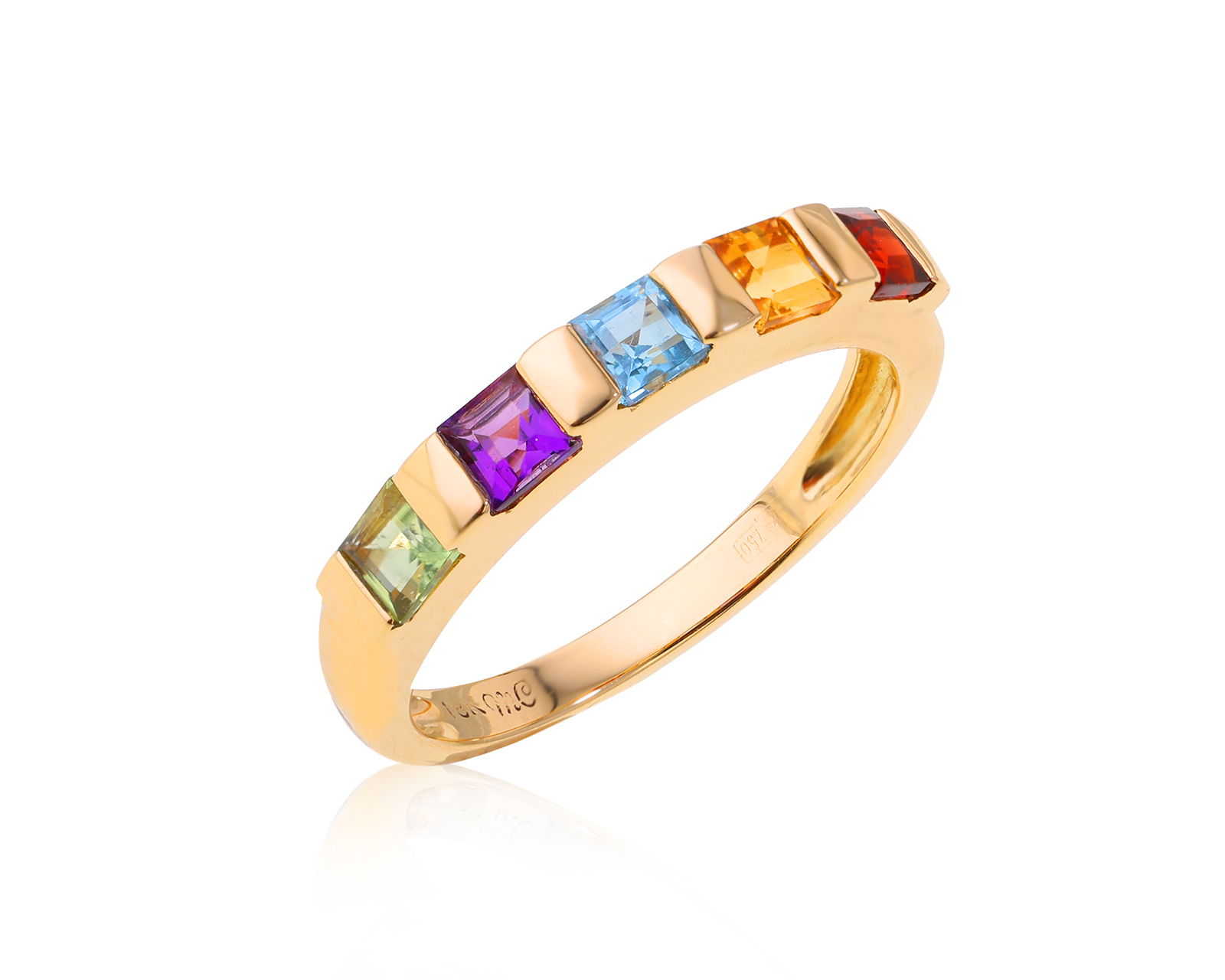Оригинальное золотое кольцо с цветными камнями 0.85ct Mauro Conti 200524/8
